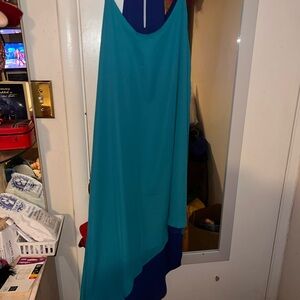 mark. Asymmetrical Dress in Teal and Blue